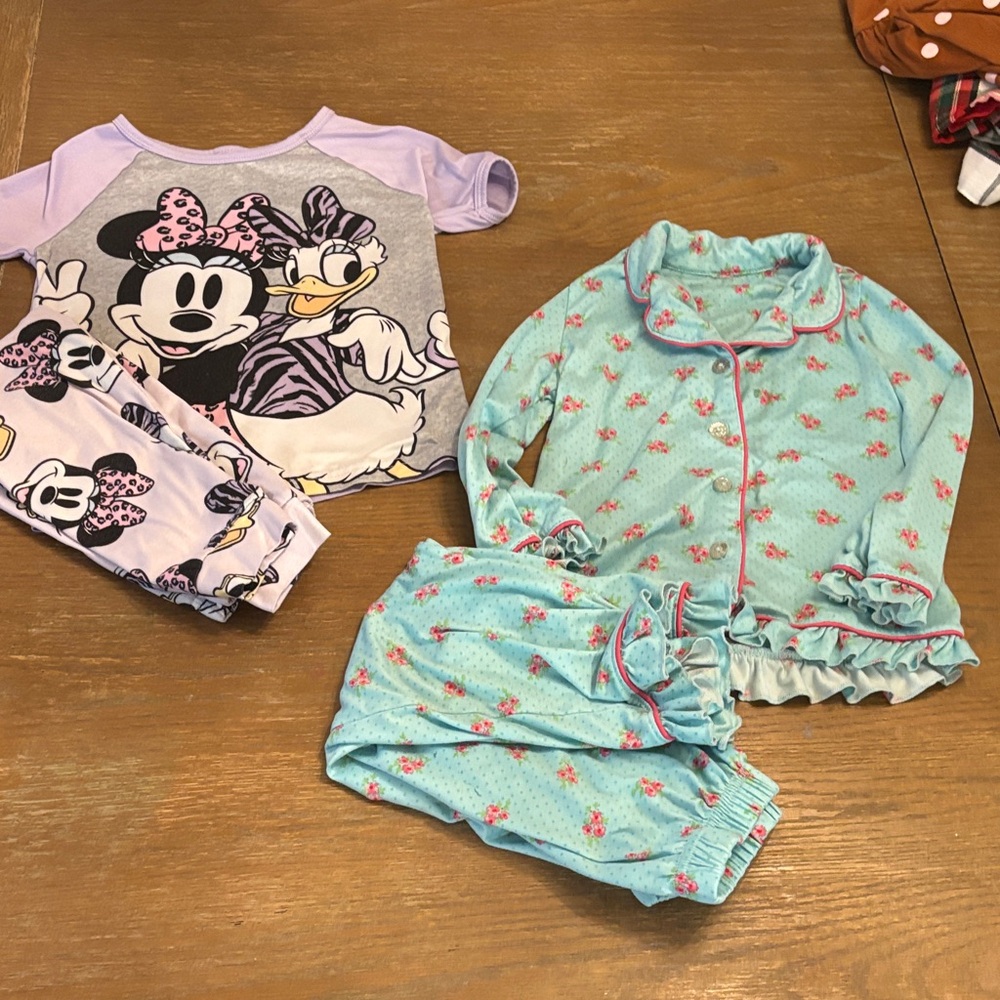 Disney Minnie and Daisy Kids Pajama Set - Lavender and Aqua set of 2
